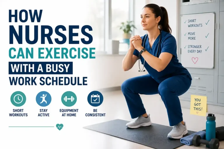 How Nurses Can Exercise with a Busy Work Schedule while staying active and healthy during long nursing shifts.