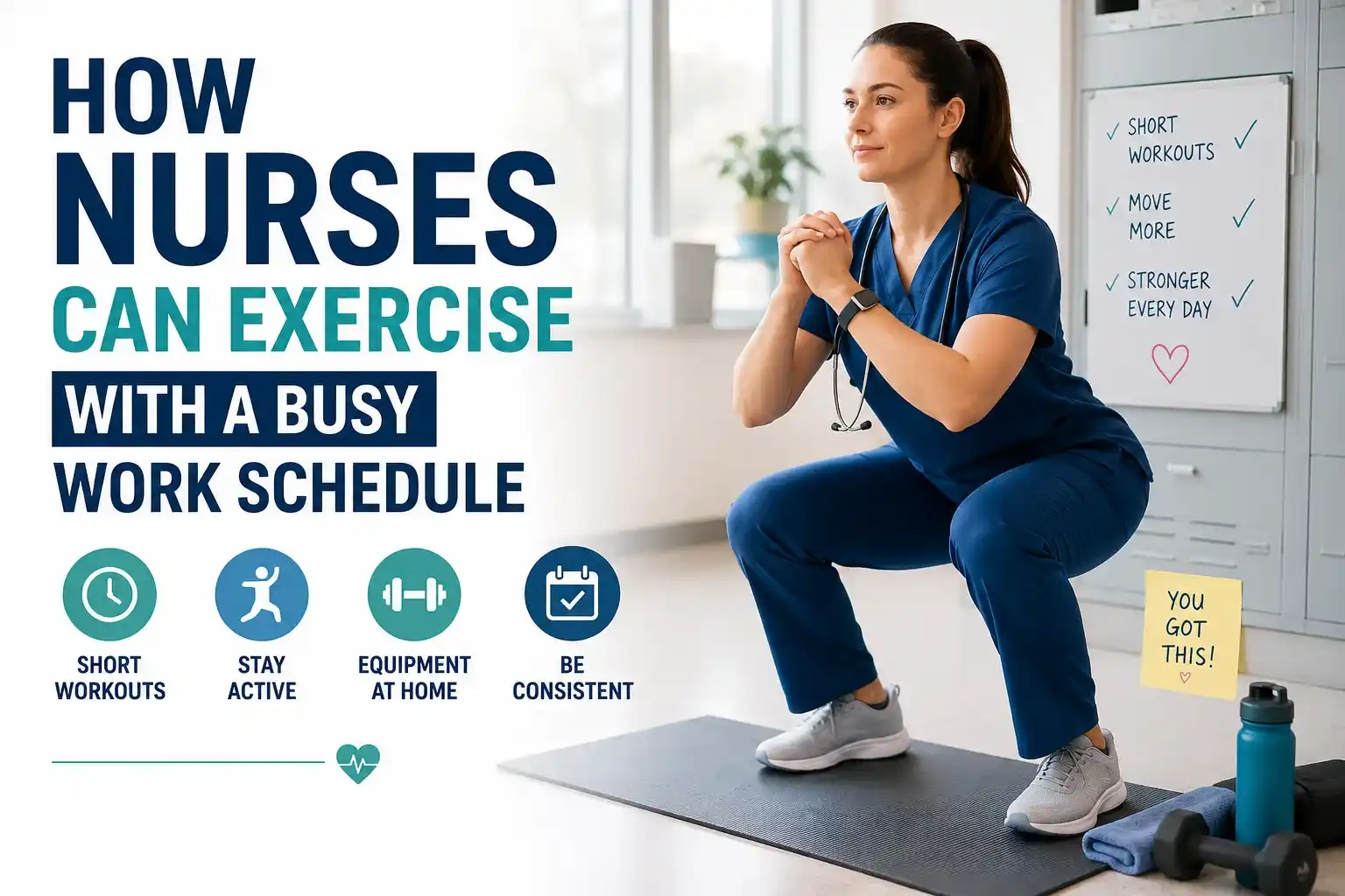 How Nurses Can Exercise with a Busy Work Schedule while staying active and healthy during long nursing shifts.