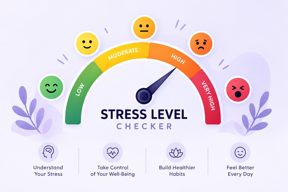 Stress Level Checker showing low to very high stress levels
